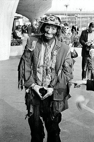Emmett Kelly as "Weary Willy," the most famous example of the hobo-clown persona